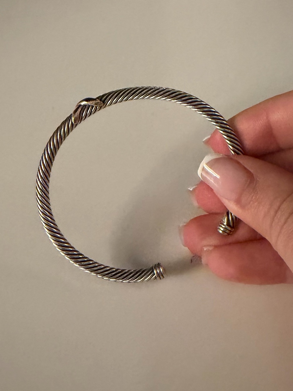 David Yurman Sterling Silver Cable Cuff Bracelet X Crossover Hinged Bangle - Picture 2 of 6